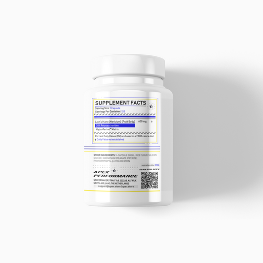 Lion's Mane+ (Hericium) 30% Polysaccharides with HydroPerine™ - 120 V-Capsules